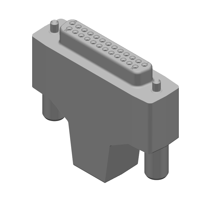 D-Sub Receptacle, 25 Pos, Signal, Crimp, Cable Mount, Shielded