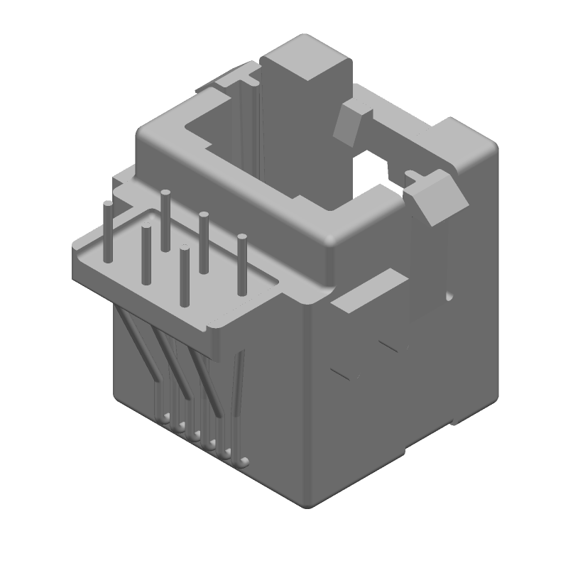 RJ11 Connector, 6 Pos, 4 Loaded, Solder, Straight, Unshielded
