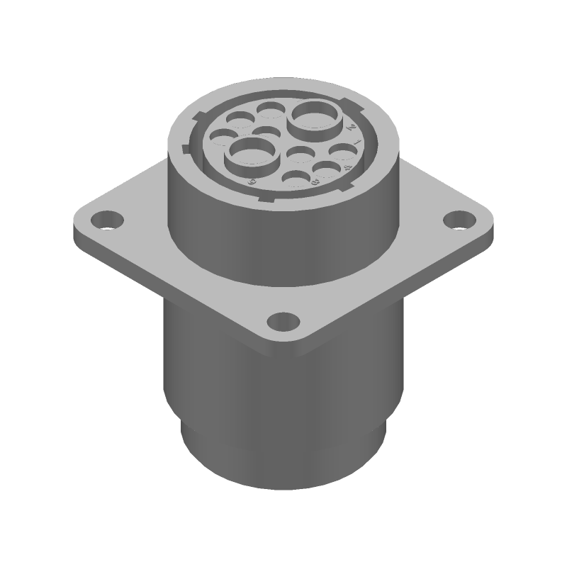 10 Pos Circular Receptacle, Crimp, Size 17, IP65, Black