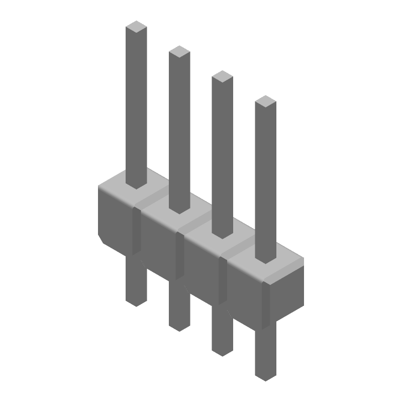 4 Pos 2.54mm Straight Header, Male Pin, Gold Contact, PBT, Thru-Hole