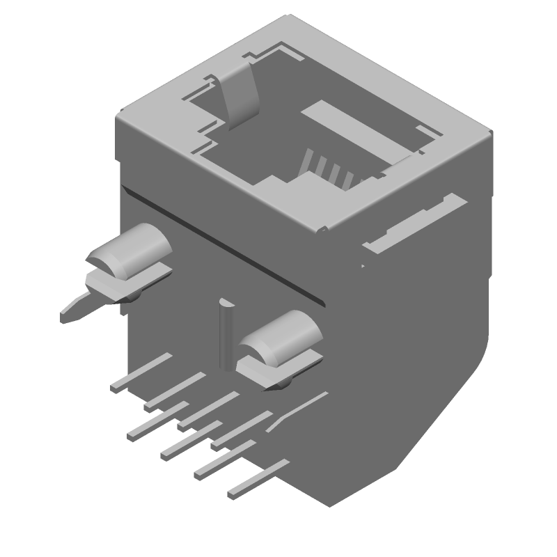 RJ11 Connector, 8 Pos, 2.54mm Pitch, Solder RA, Shielded