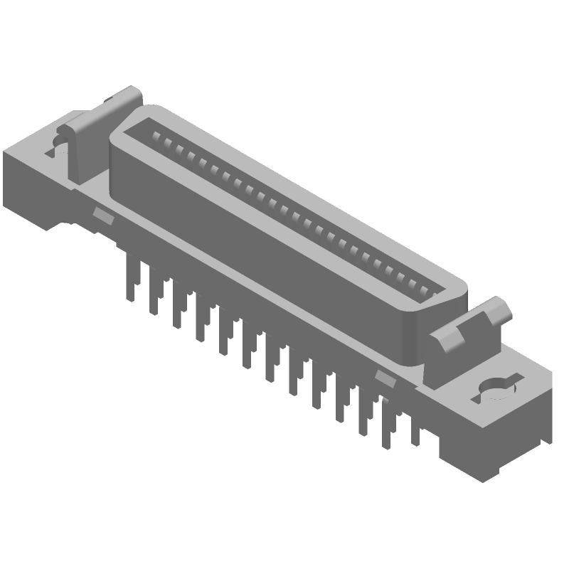 50 Pos 2 Row .050" Pitch Modular Connector, Straight, Through Hole