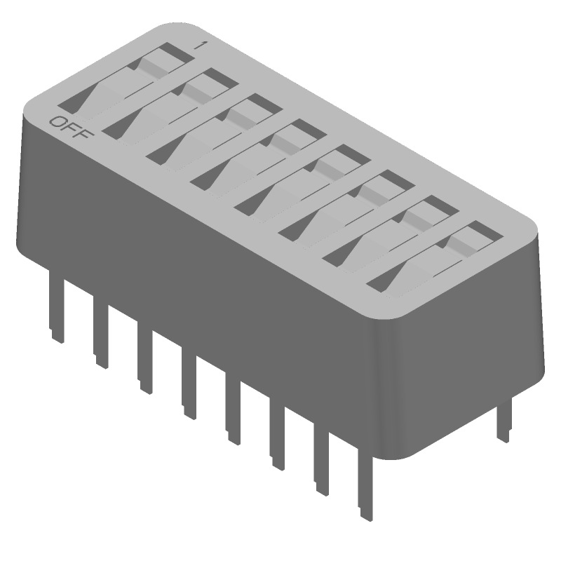 8 Pos Rotary DIP Switch, 1A, 40VDC, Gold Contact, Through Hole