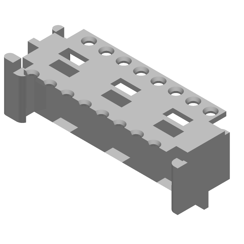 16 Pos 2 Row CT Connector Holder, Straight, Nylon 6/6, Beige