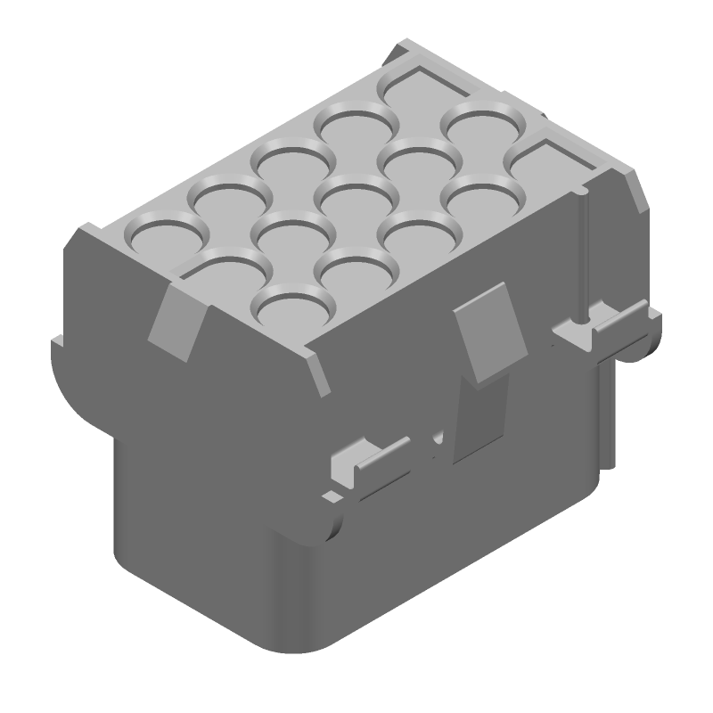 15 Pos Rectangular Crimp Housing, 600V, 19A, Panel Mount