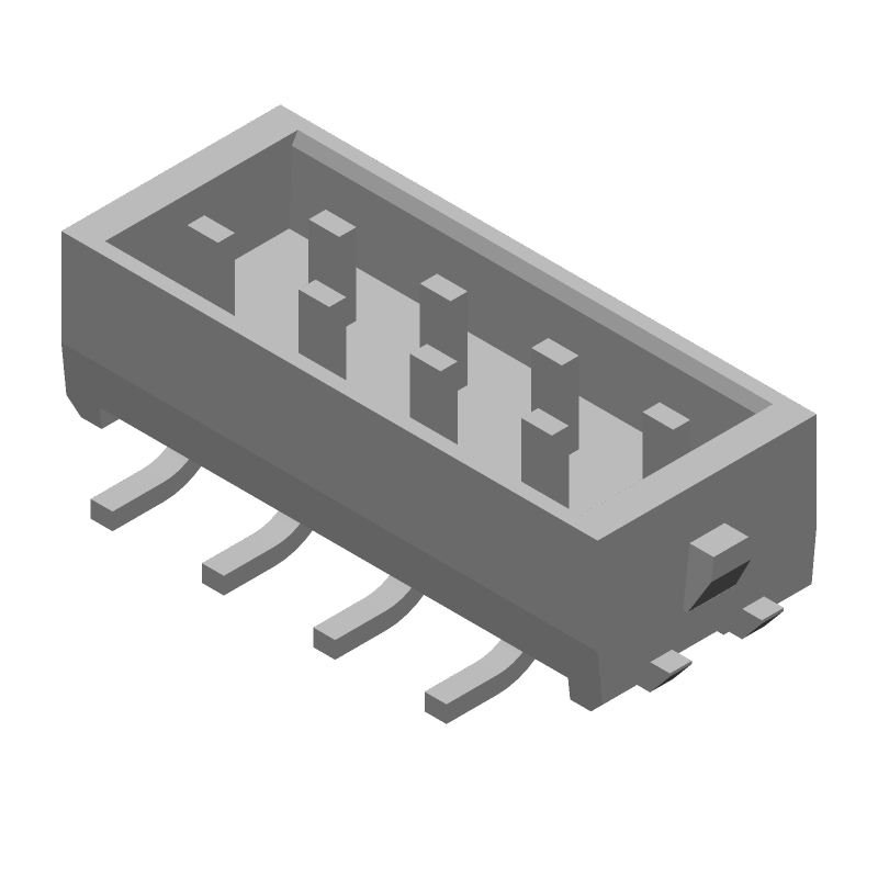 8 Pos Shrouded Header 1.27mm Pitch SMD Solder 1.5A 100V Red