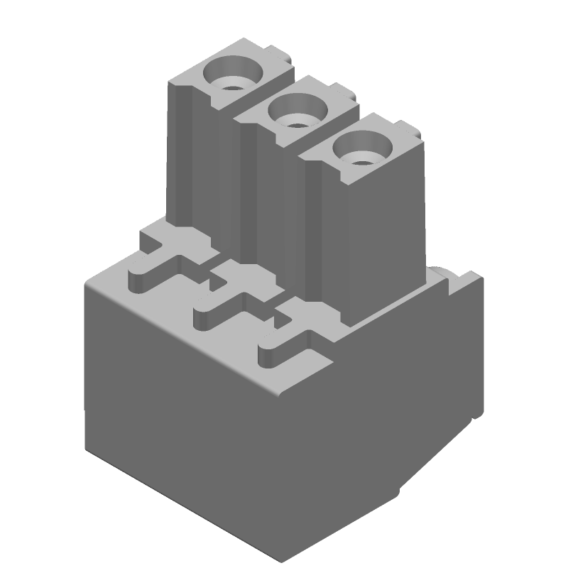3 Pos Green Terminal Block Plug, 11A, 300V, Right Angle, Through Hole