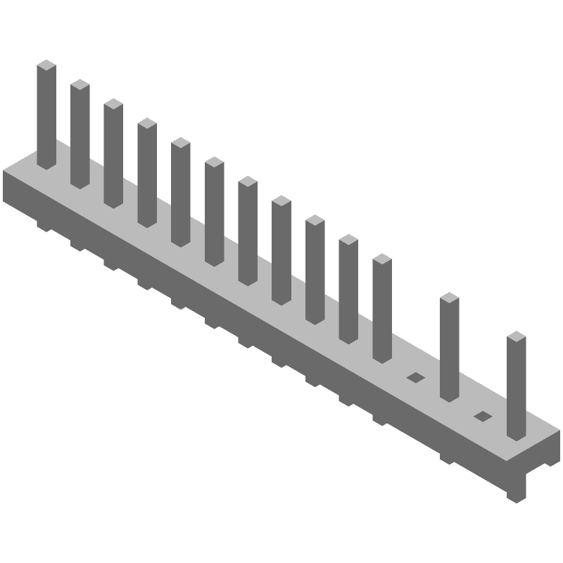 15 Pos 7A 600V Male Header, Through Hole, .156" Pitch, Tin