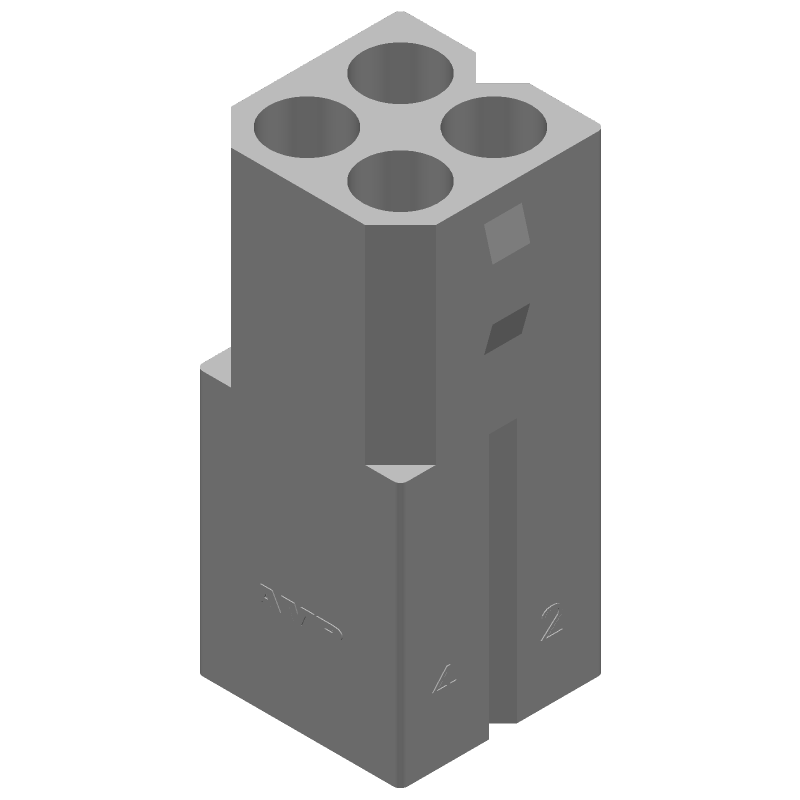 4P .093" Wire-to-Wire Receptacle, 13A, 250V, Crimp