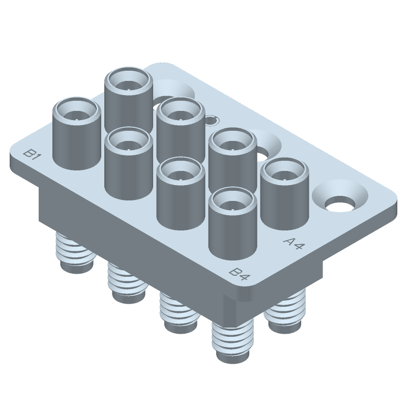 8 Pos VITA 67 RF Module, 26.5GHz, Female, SS, Gold