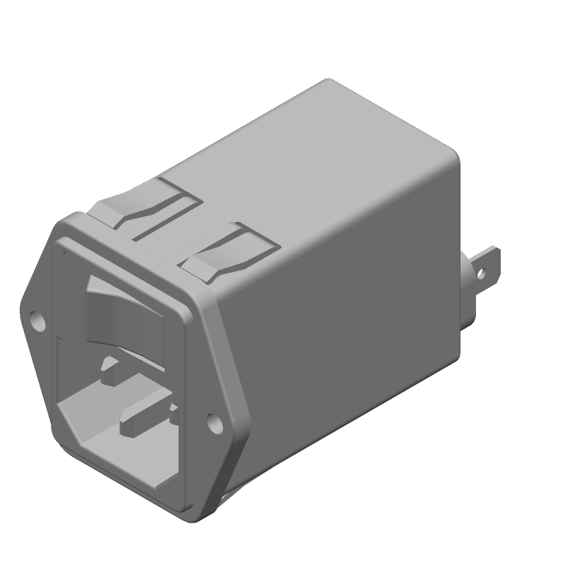 3A 250V AC Male Power Connector, 3 Pos, Shielded, Panel Mount