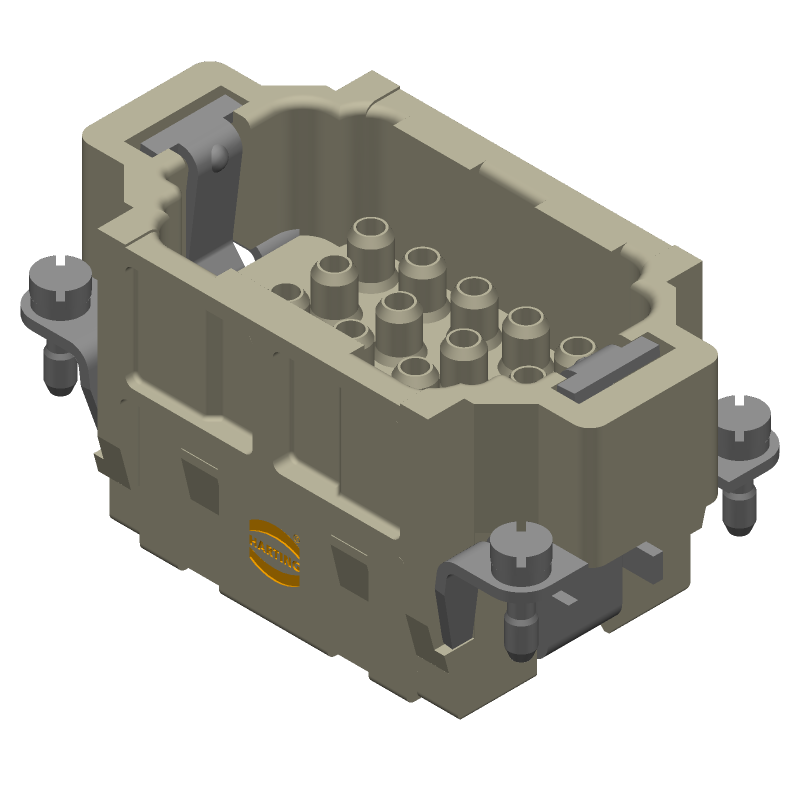 18 Pos Rectangular Connector, Male, 16A, 600V, Crimp, Silver