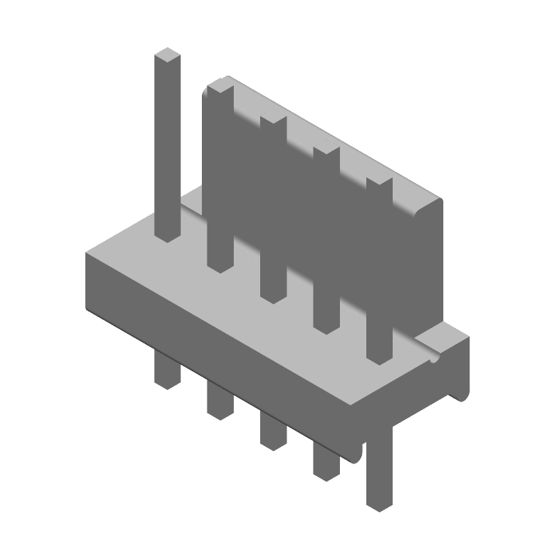 5 Pos 2.54mm Wire-to-Board Header, Male, Solder, Thru-Hole, 5A