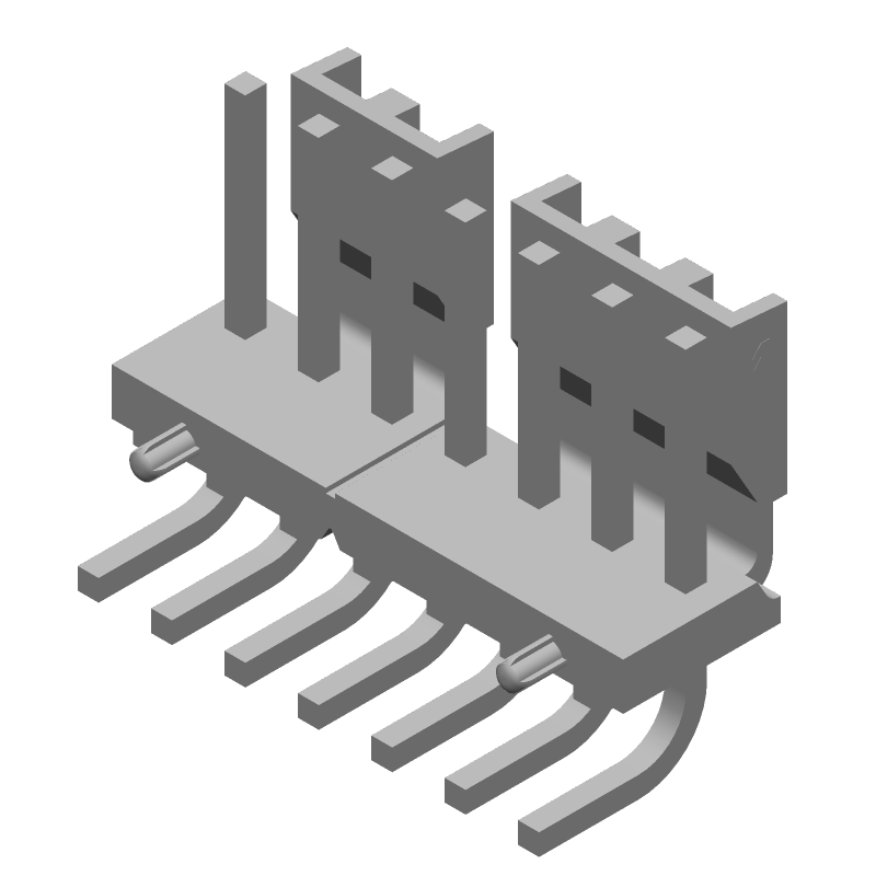 7 Pos Wire-to-Board Header, 7A, 600V, RA, Tin, Through Hole