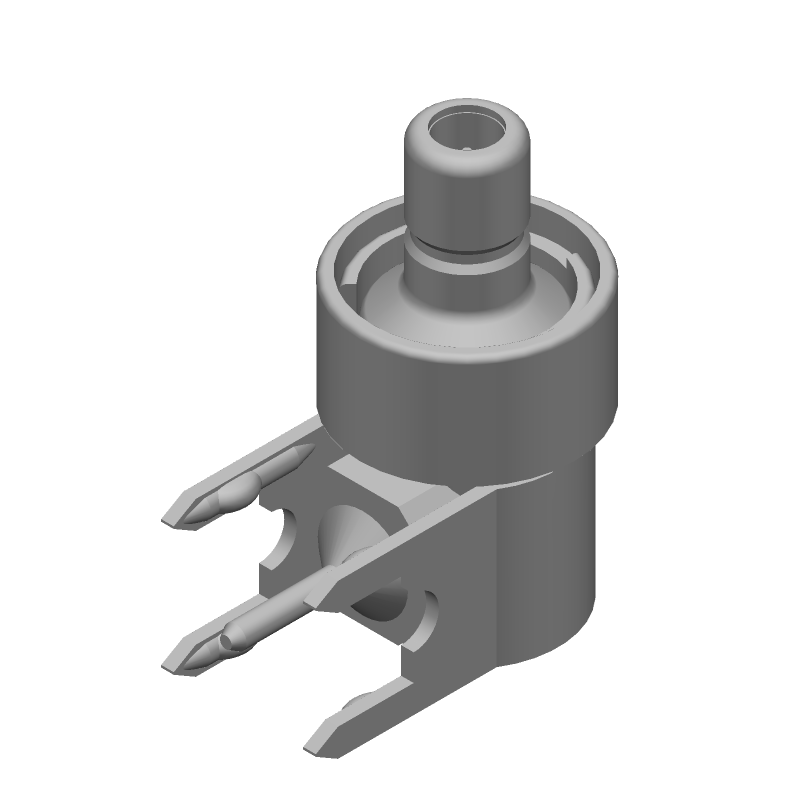 SMB RF Connector, 50 Ohm, Gold, Right Angle, Thru-Hole