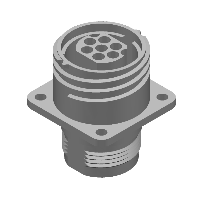 7 Pos Receptacle Circular Connector, Size 14, Crimp, IP65