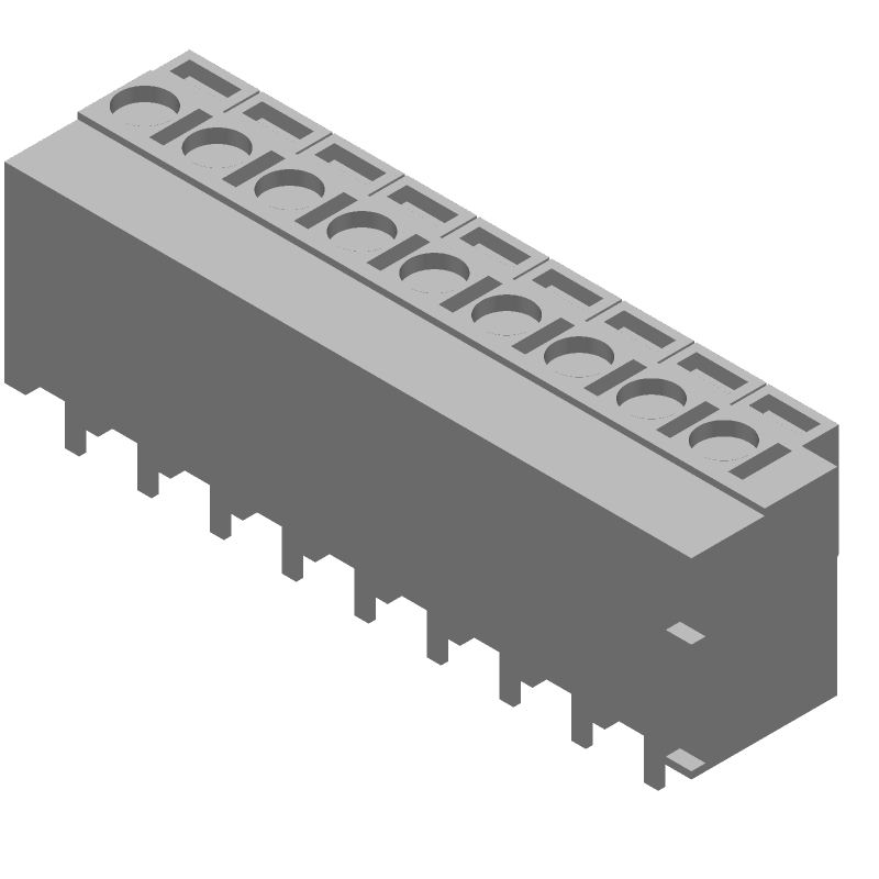 9 Pos 5.08mm Terminal Block, 10A, 300V, Straight, Thru-Hole
