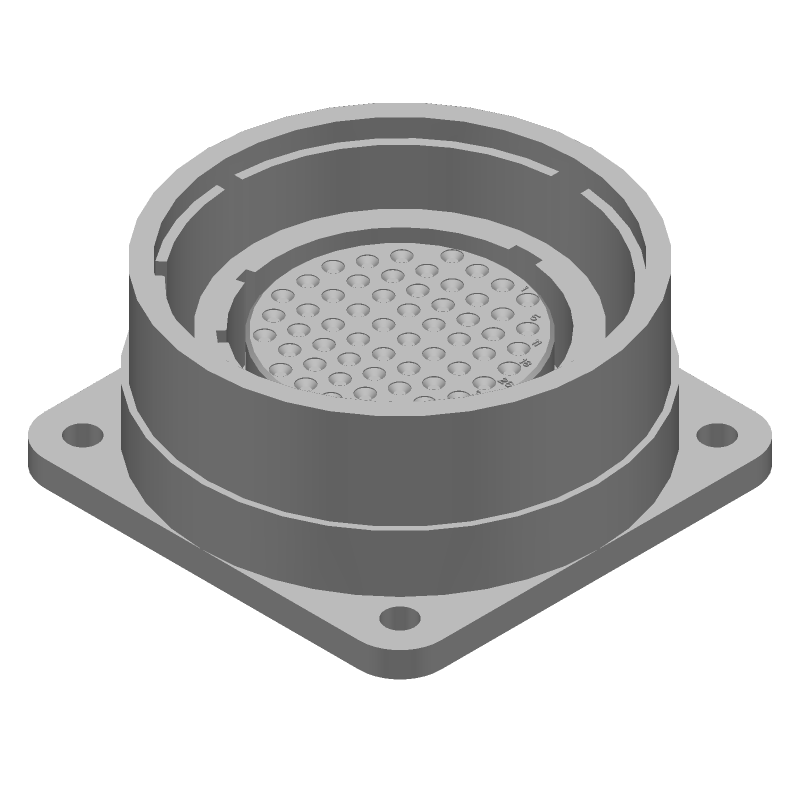 57 Pos Circular Crimp Receptacle, Panel Mount, Shielded, Zinc Alloy