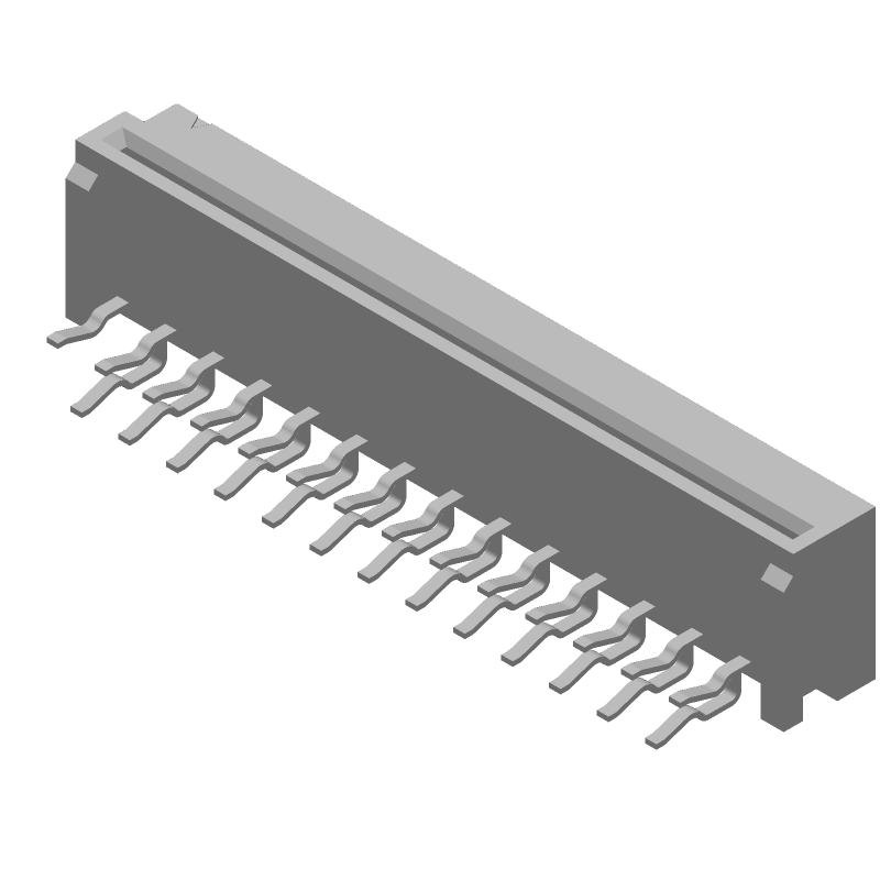 27 Pos FPC Connector, 1.25mm Pitch, RA Thru-Hole, 1A