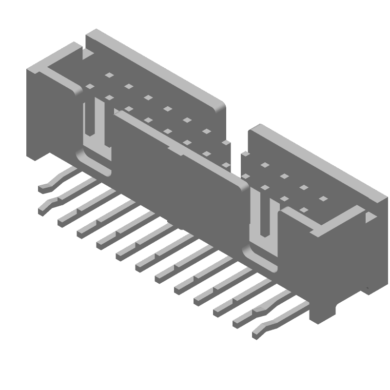 24 Pos 2.54mm RA Shrouded Header, Male Pin, Gold/Tin Plating
