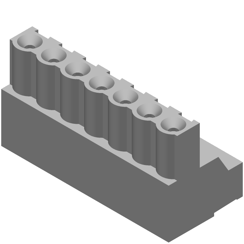 7 Pos 5mm Pitch RA Terminal Block, 15A, 300V, Green