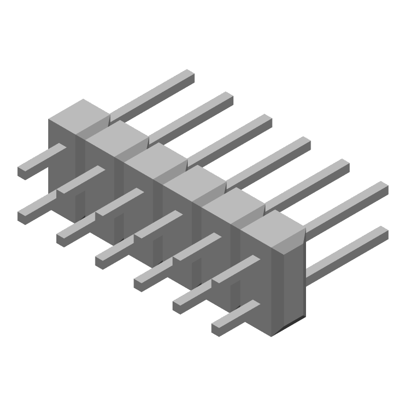 12 Pos 2 Row Male Header, 2.54mm Pitch, 3A, 250V, Through Hole