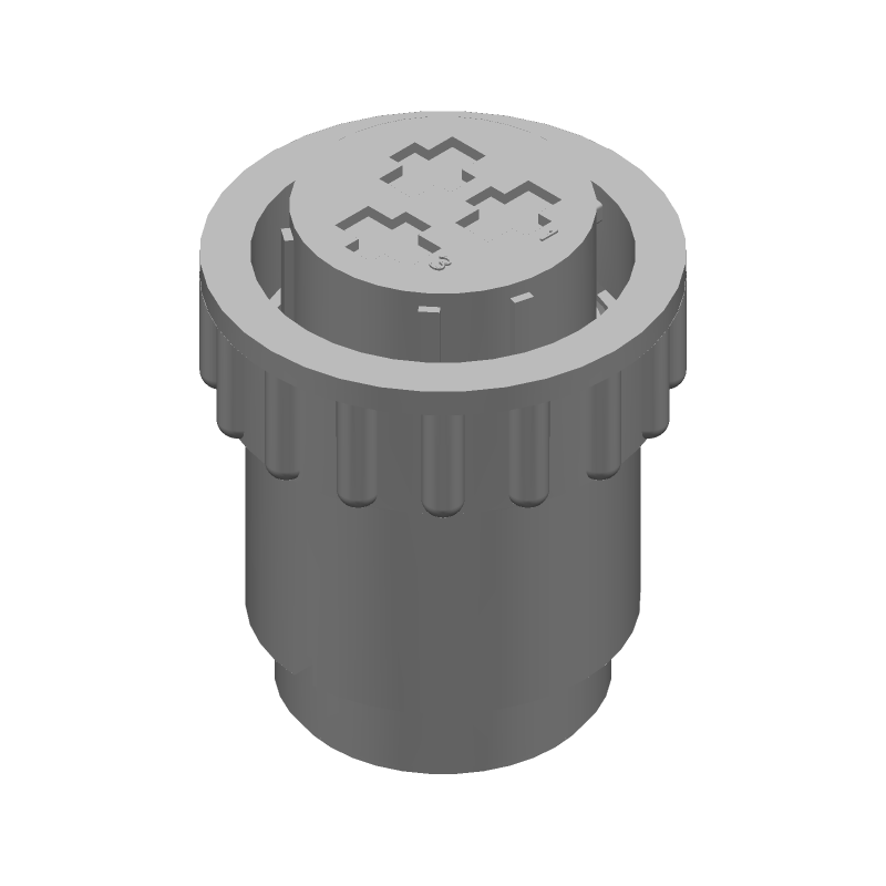 3 Pos Crimp Female Circular Connector, 35A, 600V, Straight, Black