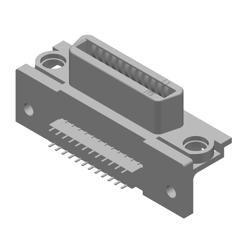 24 Pos Receptacle, Right Angle, Through Hole, Signal, Gold/Tin