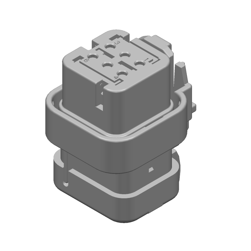 6P Wire-to-Wire Plug Assy, PBT, 125°C, Grey