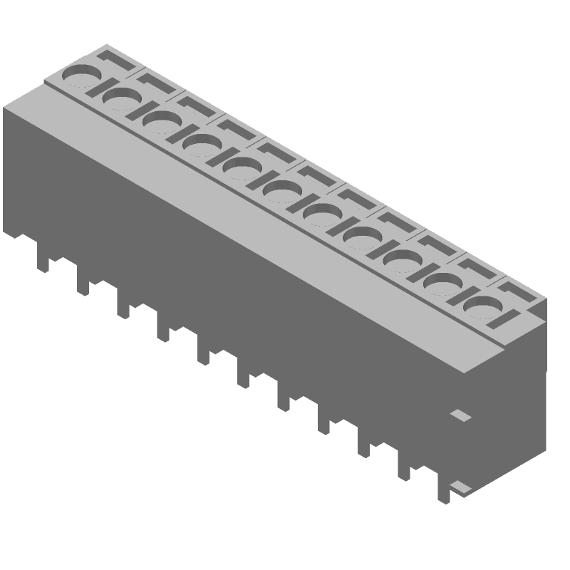 11 Pos Terminal Block, 5mm Pitch, 10A, 300V, Screwless, Thru-Hole