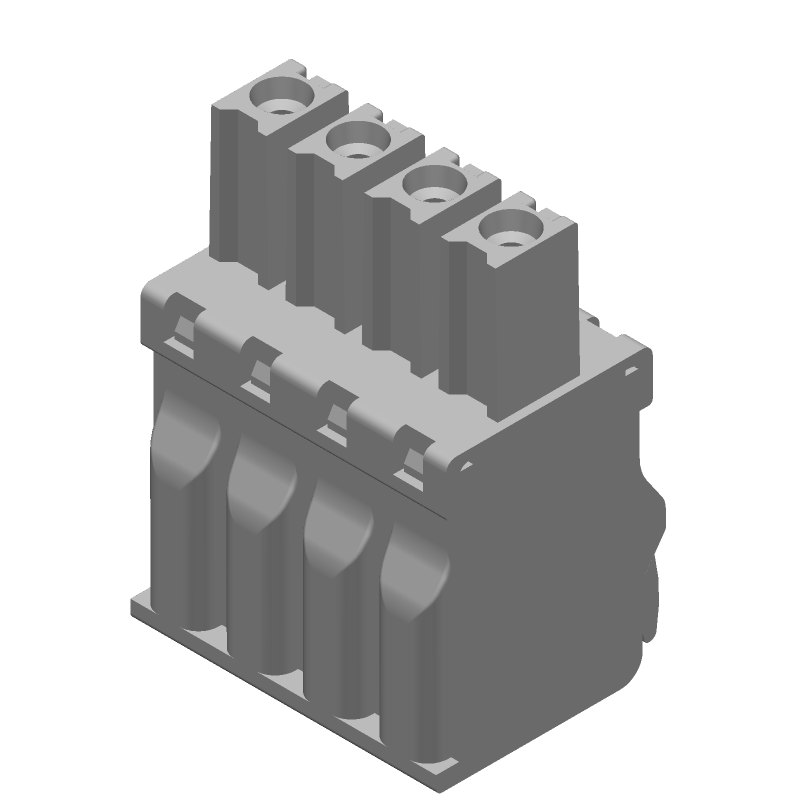 4 Pos Green Terminal Block, 300V, 11A, Push-In, Cable Mount
