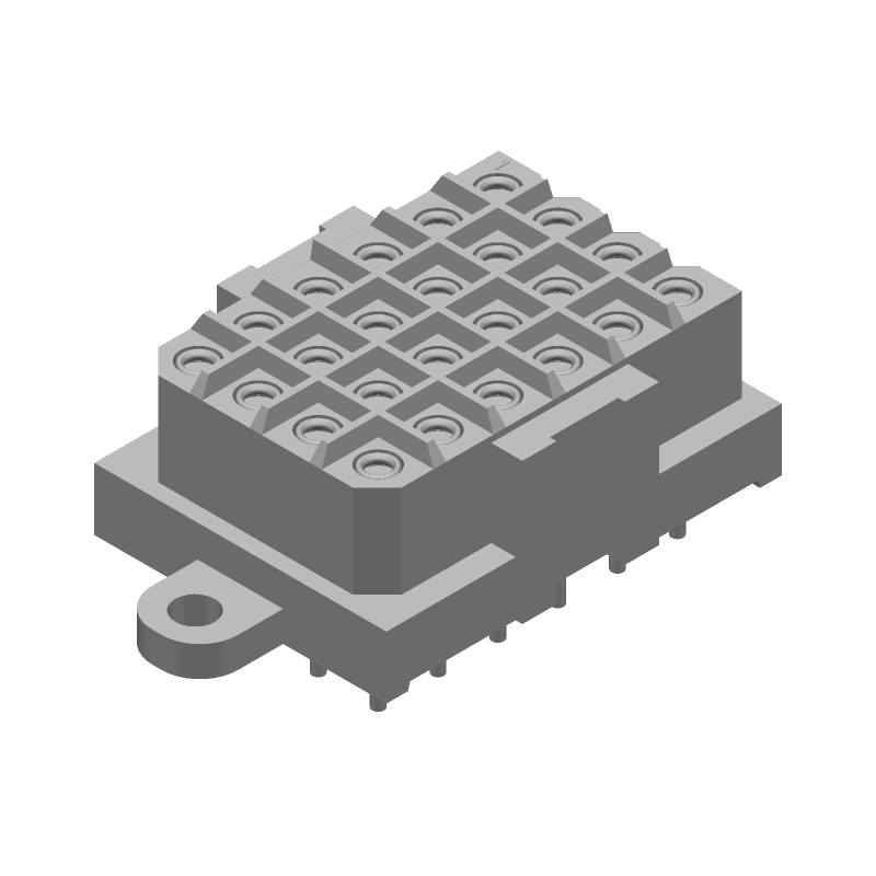 24 Pos Rectangular Connector, 600V, 14A, Gold Socket, Thru-Hole