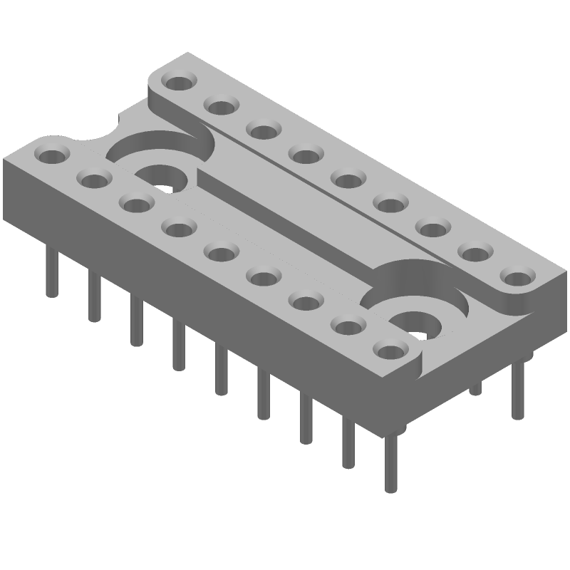 18 Pos DIP Socket, 3A, Gold/Tin, Through Hole, Straight
