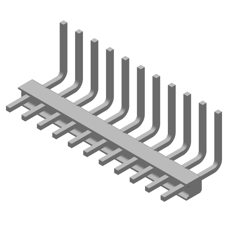 11 Pos 2.54mm RA Solder Header, Male Pin, 5A, 250V