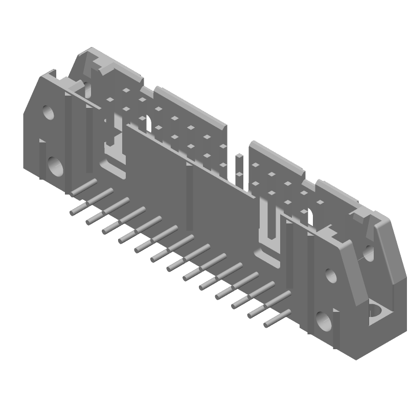 26 Pos 2.54mm RA Solder Header, 1A, Gold Contact