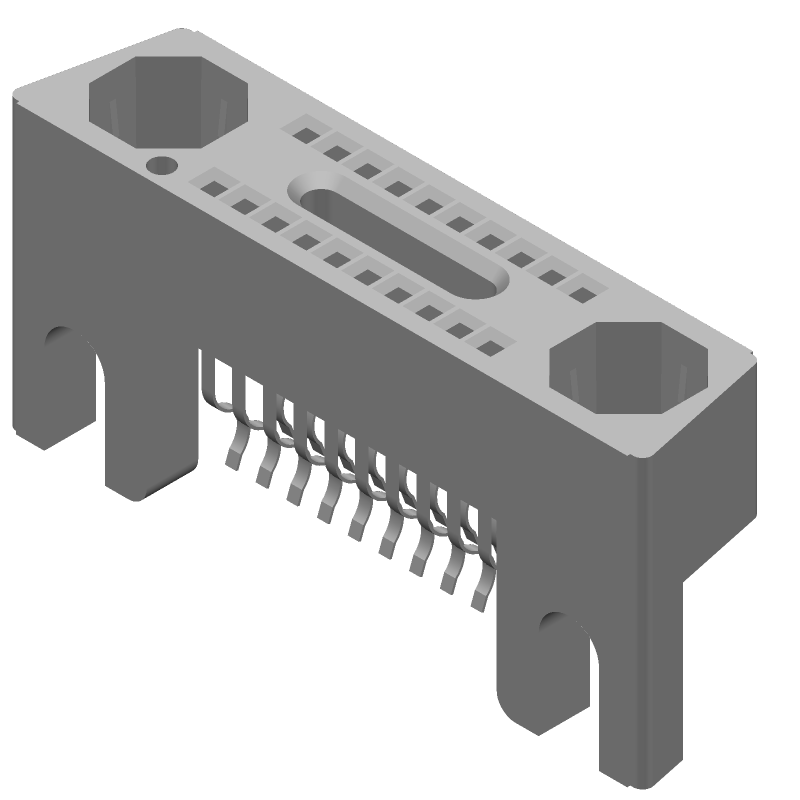 20 Pos 1.27mm Pitch Female Socket Header, Straight, Solder, Straddle Mount