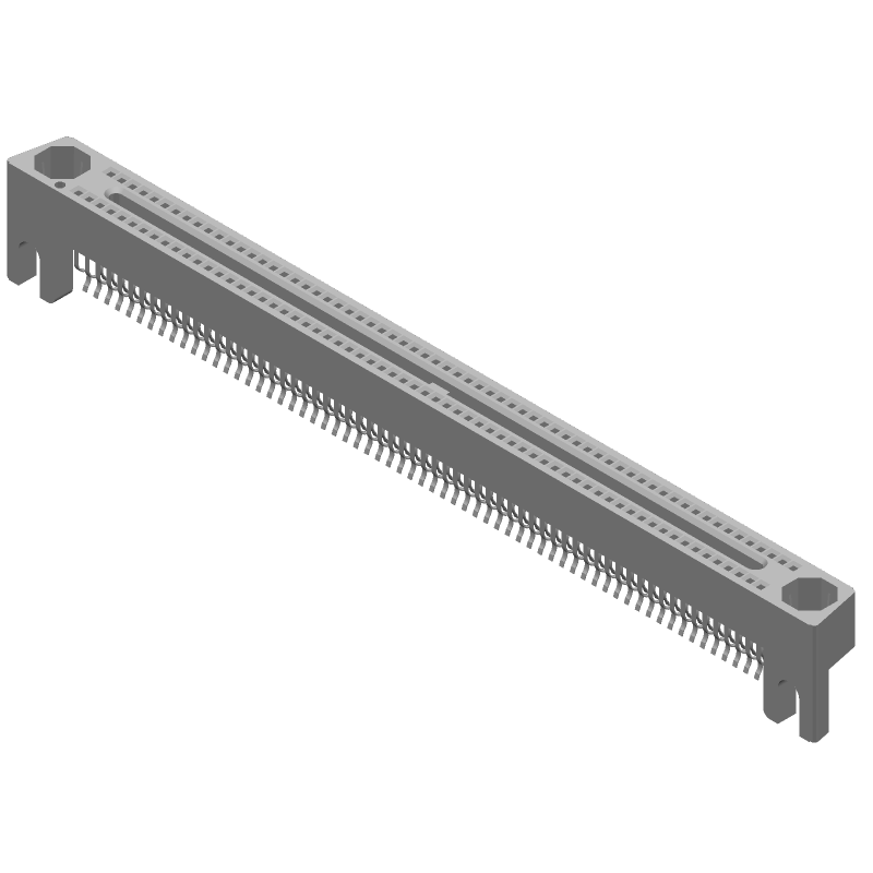 128 Pos 2 Row 0.05" Pitch Mini-Box Header Receptacle, Gold, Straddle Mount