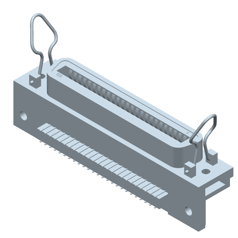50 Pos RA Receptacle, 2.16mm Pitch, Shielded, Gold/Tin Plated