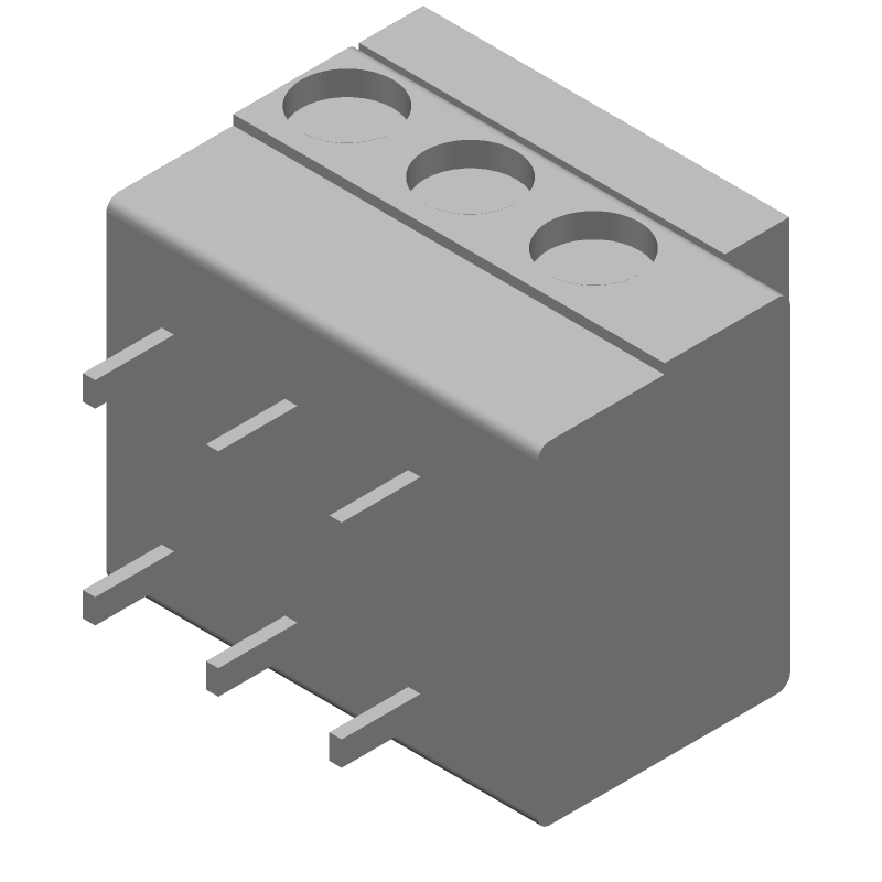 3 Pos 5mm RA Screwless Terminal Block, 10A, 300V, Green