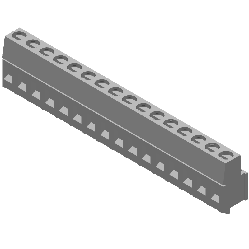 16 Pos 5.08mm Pitch Straight Solder Terminal Block, 17.5A, 300V