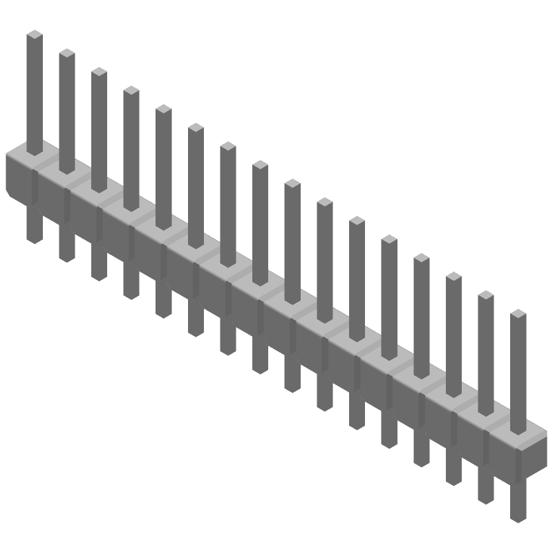 16 Pos 2.54mm Straight Thru-Hole Unshrouded Header, Gold