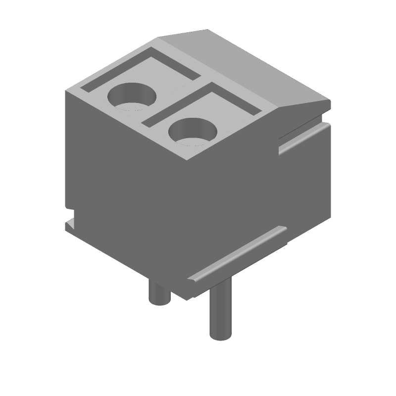 2 Pos 3.5mm RA Solder Terminal Block, 7A, 250V, Blue
