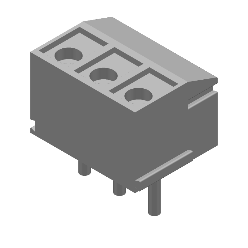 3 Pos 3.5mm RA Solder Terminal Block, 7A, 250V, Blue