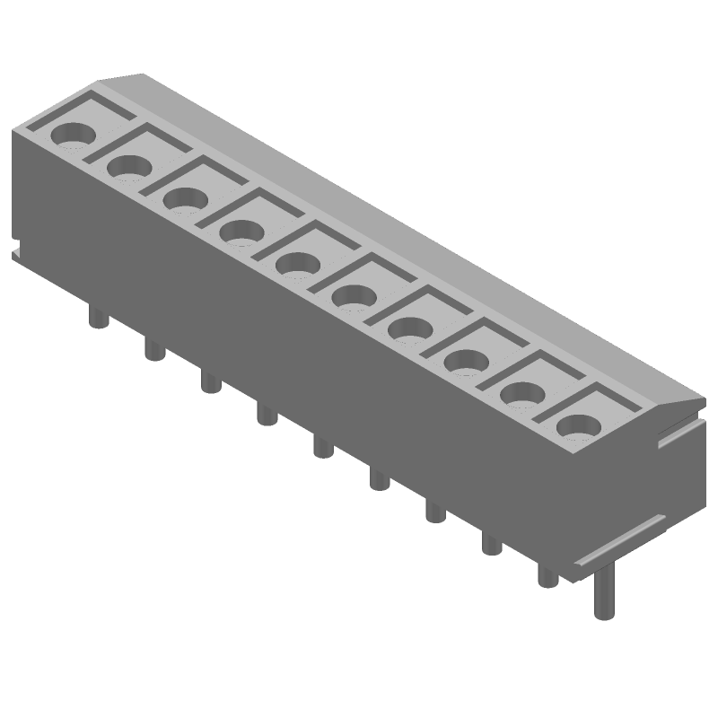 10 Pos 3.5mm RA Solder Terminal Block, 7A, 250V, Blue