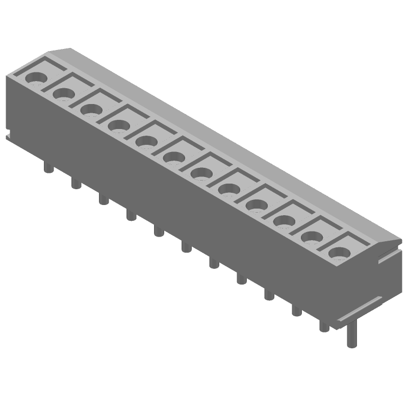 12 Pos 3.5mm RA Screw Terminal Block, 7A, 250V, Blue