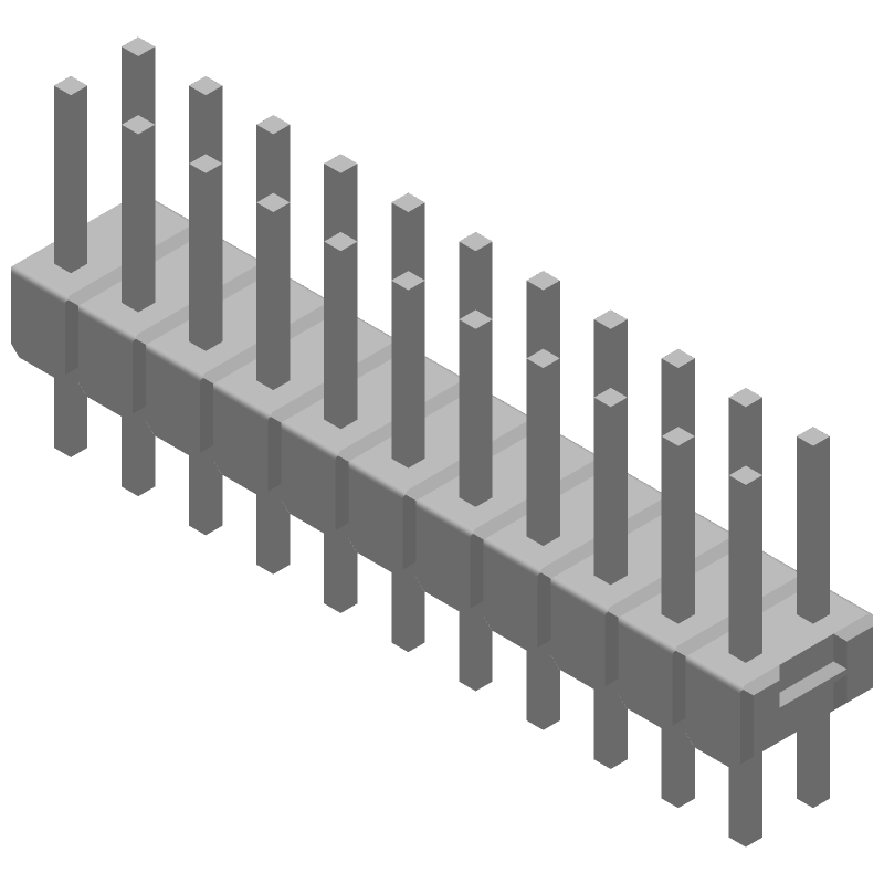 22 Pos 2.54mm Unshrouded Header, Gold/Tin Plated, 5A, Thru-Hole