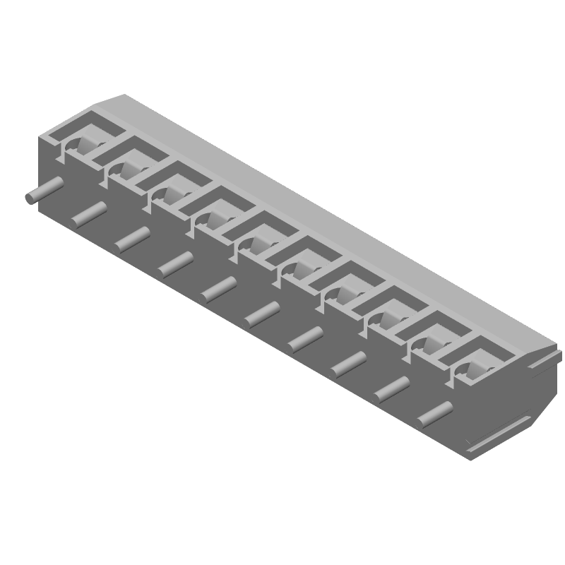 10 Pos 5mm Terminal Block, 10A, 300V, Thru-Hole, Green