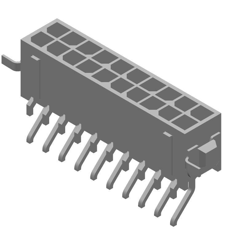 20 Pos Power Connector, 5A, 250V, RA SMD, Gold Contact