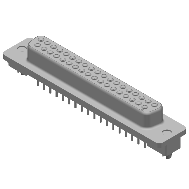 37 Pos D-Sub Connector, Female, Straight, Through Hole, 6A