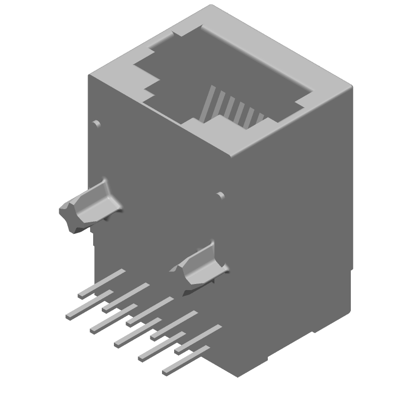 10 Pos R/A Modular Connector, Signal, Gold Plated Bronze